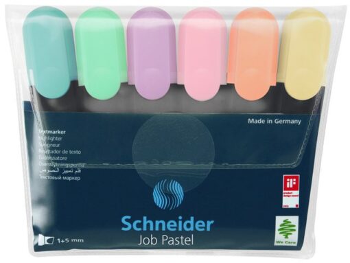 Tekstmarker Schneider Job pastel kleur ass. etui a 6st.