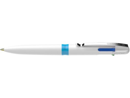 Balpen Schneider Take 4 wit/licht blauw