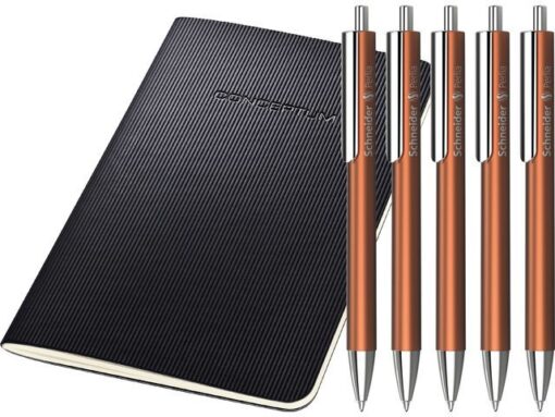 Balpen Schneider Perlia brons M 5 stuks + gratis            notitieboek A6