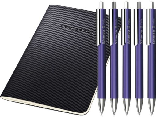 Balpen Schneider Perlia violet XB 5 stuks + gratis          notitieboek A6