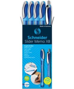Balpen Schneider Memo XB blauw 4st. + 1x Gratis Slider Rave blauw in etui
