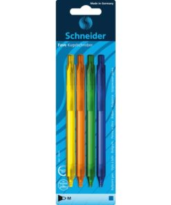 Balpen Schneider Fave M 4 stuks op blister assorti