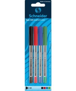 Balpen Schneider Tops 505 M blister a 4 stuks assorti
