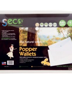Envelopmap Seco A4+ 5stuks transparant met drukknop 180     micron biologisch afbreekbaar