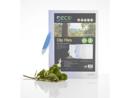 Clipmap Seco A4 Blauw 5pak. Biologisch afbreekbaar 500      micron pak 5stuks