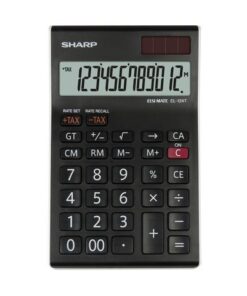 Calculator Sharp EL124TWH zwart-wit desk 12 digit