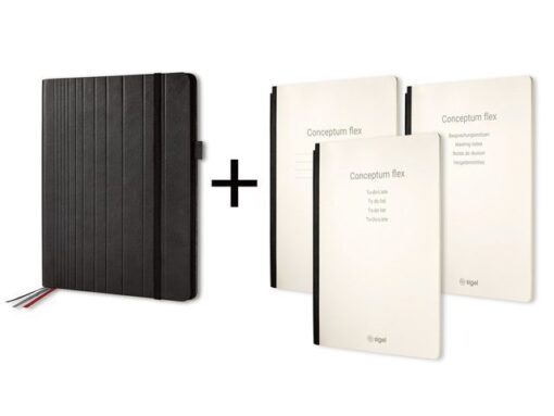 Sigel Business Organiser Conceptum Flex Kunstleer, A4, zwart,     gevuld met schrift geruit, to-do-list schrift en