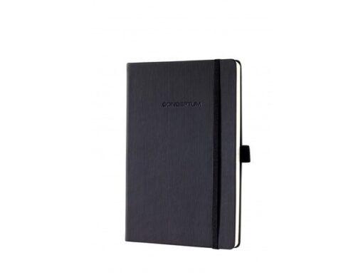 Sigel Notitieboek Conceptum Pure A5 zwart blanco hardcover.       Genummerde pagina's, inhoudsopgave, sluiting d.m.v.