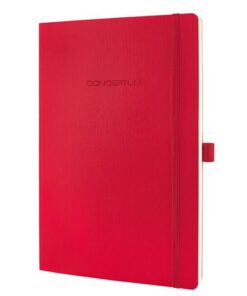 Sigel Notitieboek Conceptum Pure A4 rood 5mm ruit softcover.      Genummerde pagina's, inhoudsopgave, sluiting d.m.v.