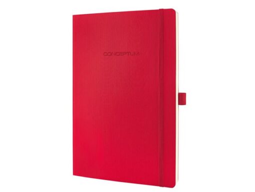 Sigel Notitieboek Conceptum Pure A4 rood gelinieerd softcover.    Genummerde pagina's, inhoudsopgave, sluiting d.m.v.