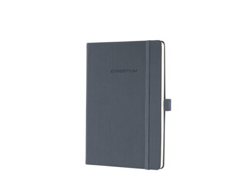 Sigel Notitieboek Conceptum Pure A5 grijs 5mm ruit hardcover.     Genummerde pagina's, inhoudsopgave, sluiting d.m.v.