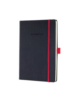 Sigel Notitieboek Conceptum RED Edition A5 zwart 5mm ruit         hardcover. Genummerde pagina's, inhoudsopgave, sluiting
