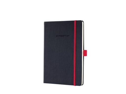 Sigel Notitieboek Conceptum RED Edition A5 zwart 5mm ruit         hardcover. Genummerde pagina's, inhoudsopgave, sluiting