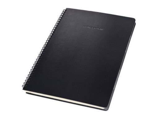 Sigel Notitieblok Conceptum met register spiraal zwart 5mm ruit   hardcover. 160 pagina's 80 grams chamoiskleurig papier.
