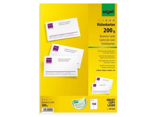 Visitekaartjes Sigel 200grs pak a 150 stuks wit