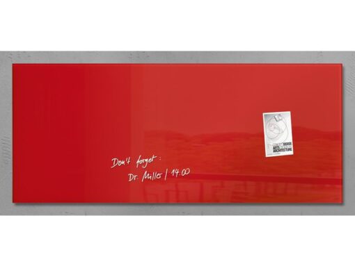 Glasmagneetbord Sigel rood - 1300x550x15mm 2 magneten