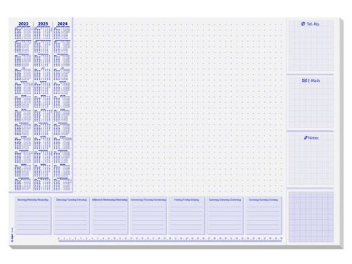 Bureauonderlegger Sigel LiLac 59,5x41cm, 80 grams papier,   30 vel, 3-jaars kalender. Kalender 2023/24/25.
