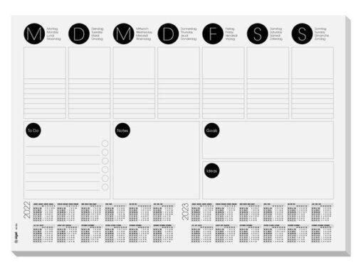 Bureauonderlegger Sigel Weekly, 42x29,7cm, 80 grams papier, 30 vel, 2-jaars kalender. 2023/2024.