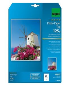 Inkjetpapier Sigel A4 125grs Foto papier pak a 25 vel       hoogglans hoogwit