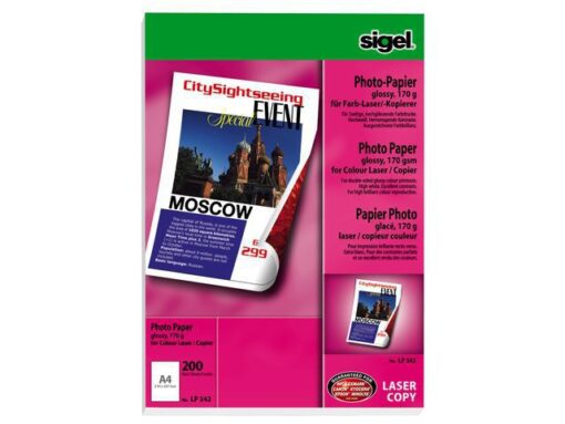 Fotopapier Sigel kleurenlaser A4 hoogwit glans 170gr 200vel