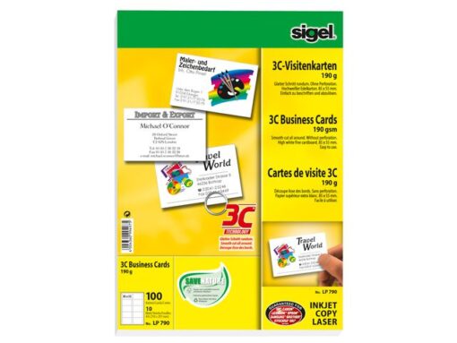 Visitekaartjes Sigel 3C 190g wit 100 stuks