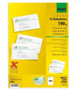 Visitekaartjes Sigel 3C 190g wit 400 stuks