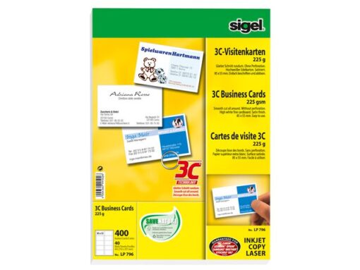 Visitekaartjes Sigel 3C 225g wit 400 stuks