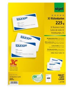 Sigel Visitekaartjes 3C 225g wit 400 stuks met afgeronde hoeken