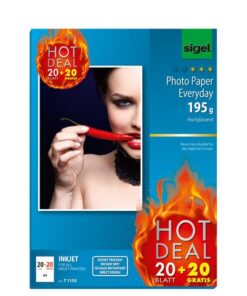 Inkjetfotopapier Sigel A4 wit hoogglans 195gr 20+20 vel     gratis