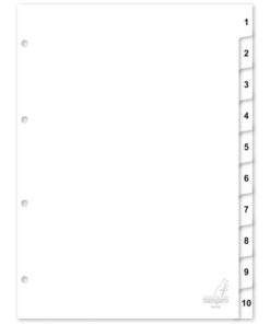 Kangaro KTC Tabblad Kangaro A4 cijfers PP 120 micron wit 4-gaats        10-delig