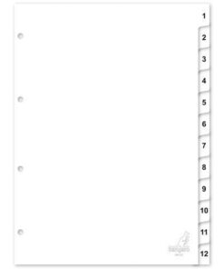 Kangaro KTC Tabblad Kangaro A4 cijfers PP 120 micron wit 4-gaats        12-delig