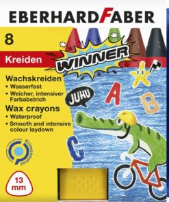 Waskrijt Eberhard Faber driekantig watervast kunststof etui 8 stuks