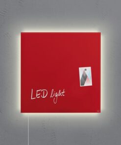 Glasmagneetbord Sigel Artverum LED light 480x480x15 rood