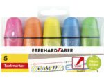 Tekstmarker Eberhard Faber mini glitter neon etui 5 stuks