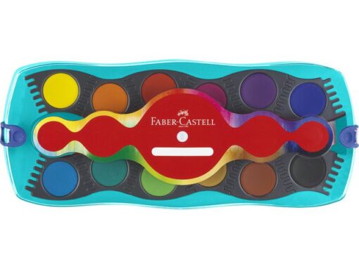 Faber Castell Waterverfdoos Faber-Castell 12 kleuren +1 tube wit Connector turquoise