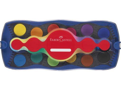 Faber Castell Waterverfdoos Faber-Castell 24 kleuren +1 tube wit Connector Blauw