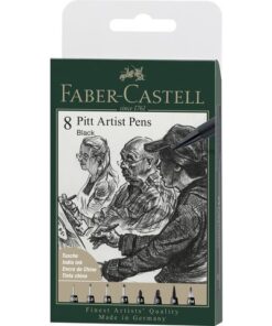 Faber Castell Tekenstift Faber-Castell Pitt Artist Pen etui 8 stuks 199   zwart lijndiktes XXS, S, F, M, B, C, 1.5, FH