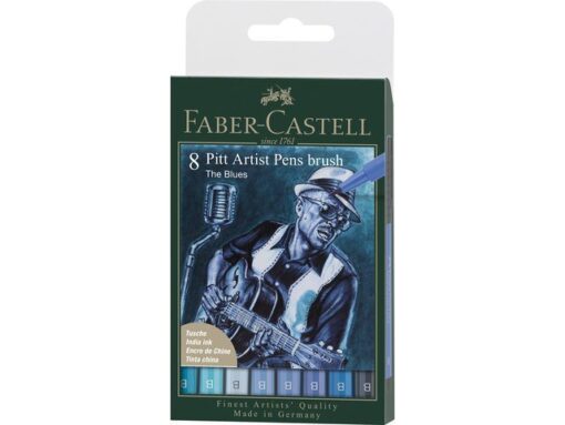 Faber Castell Tekenstift Faber-Castell Pitt Artist Pen Brush etui 8 stuks Blues