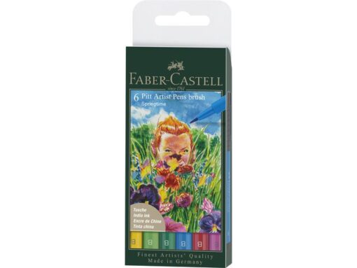 Faber Castell Tekenstift Faber-Castell Pitt Artist Pen Brush etui 6 stuks Springtime