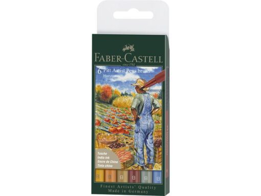Faber Castell Tekenstift Faber-Castell Pitt Artist Pen Brush etui 6 stuks Harvest