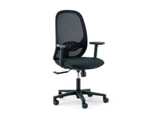 Linea Fabric Bureaustoel Linea Grace 01 zwart/zwart met 1D armleuning