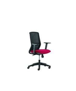 Linea Fabric Bureaustoel Linea Tekna 01 zwart/rood met 2D armleuning