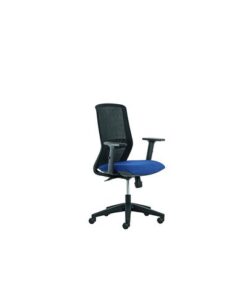 Linea Fabric Bureaustoel Linea Tekna 01 zwart/blauw met 2D armleuning