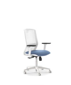Linea Fabric Bureaustoel Linea Tekna White 01 l.blauw/wit met 3D         armleuning