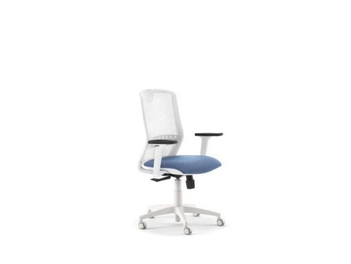 Linea Fabric Bureaustoel Linea Tekna White 01 l.blauw/wit met 3D         armleuning