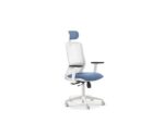 Linea Fabric Bureaustoel Linea Tekna White 01/PT l.blauw/wit met 3D      armleuning en hoofdsteun
