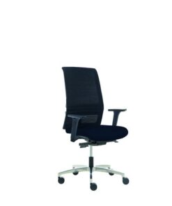 Linea Fabric Bureaustoel Linea Omnia 01 zwart/zwart met 3D armleuning en aluminium voet