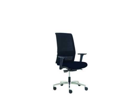 Linea Fabric Bureaustoel Linea Omnia 01 zwart/zwart met 3D armleuning en aluminium voet
