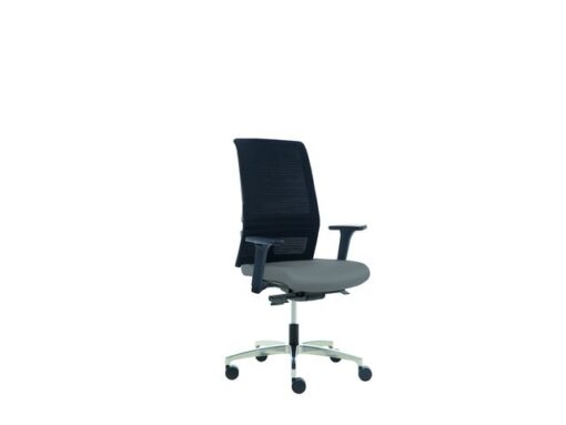 Linea Fabric Bureaustoel Linea Omnia 01 zwart/grijs met 3D armleuning en aluminium voet