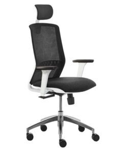Linea Fabric Bureaustoel Linea Tekna White 01 zwart/wit